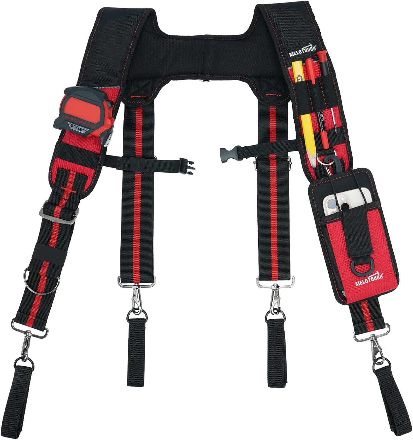 MELOTOUGH Tool Belt Suspenders Construction Bag Suspenders Padded Work Belt Hi Vis Suspenders for Carpenter/Electrician - Image 6