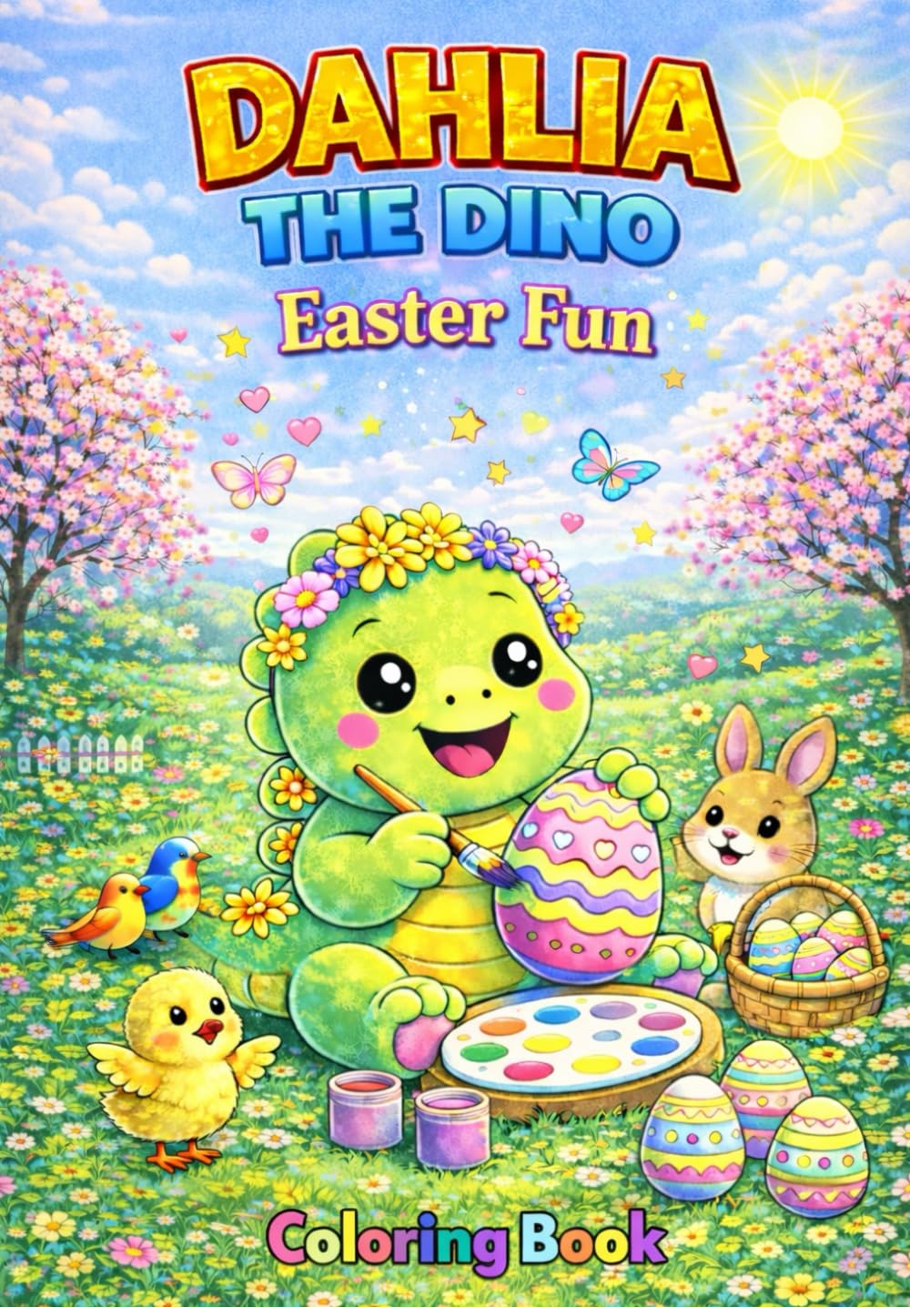 Coloring Book: Dahlia the Dino: Easter fun