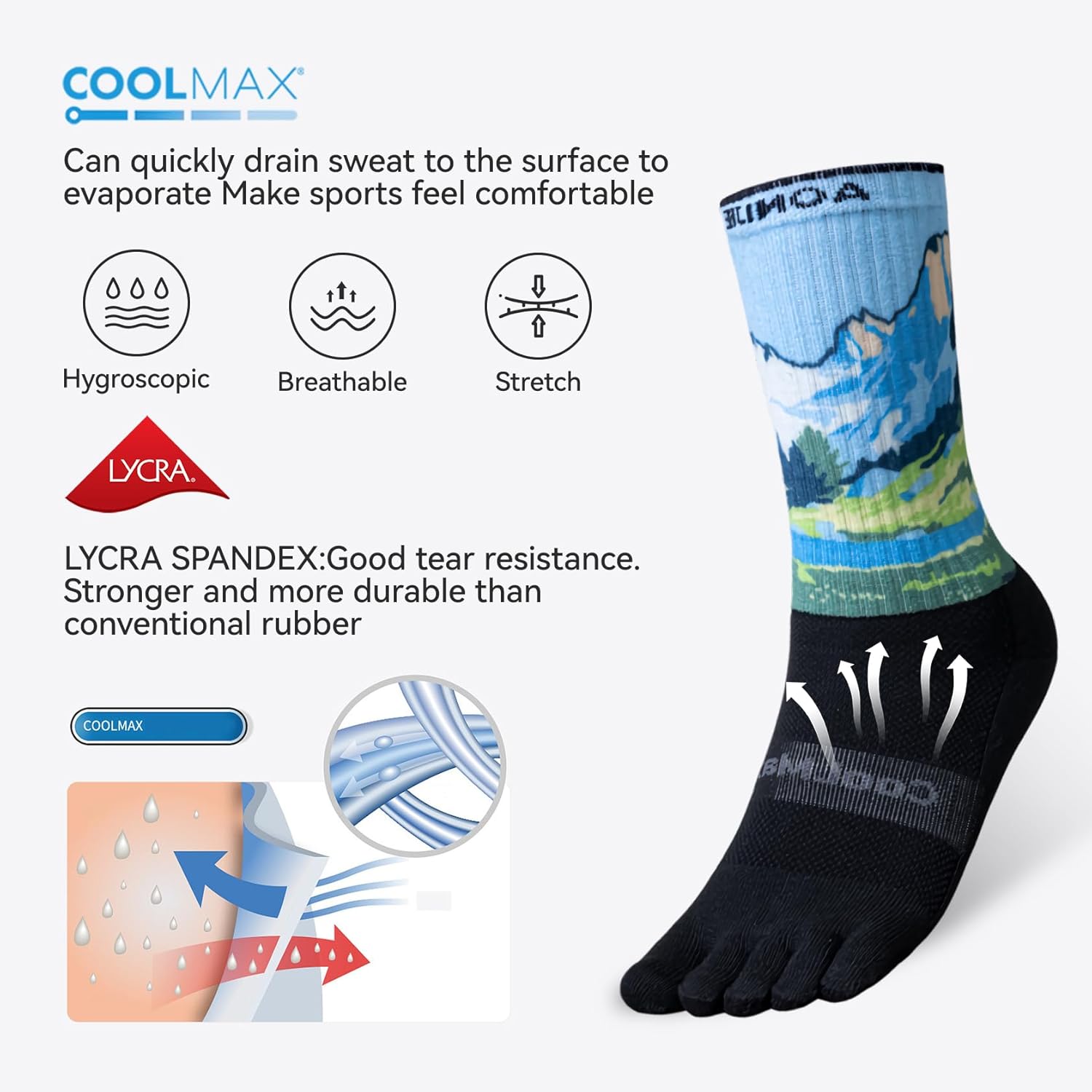 Toe Socks for Men Women Cool-max Running Socks Athletic Hiking Breathable Five Finger Socks 3Pairs - Image 7