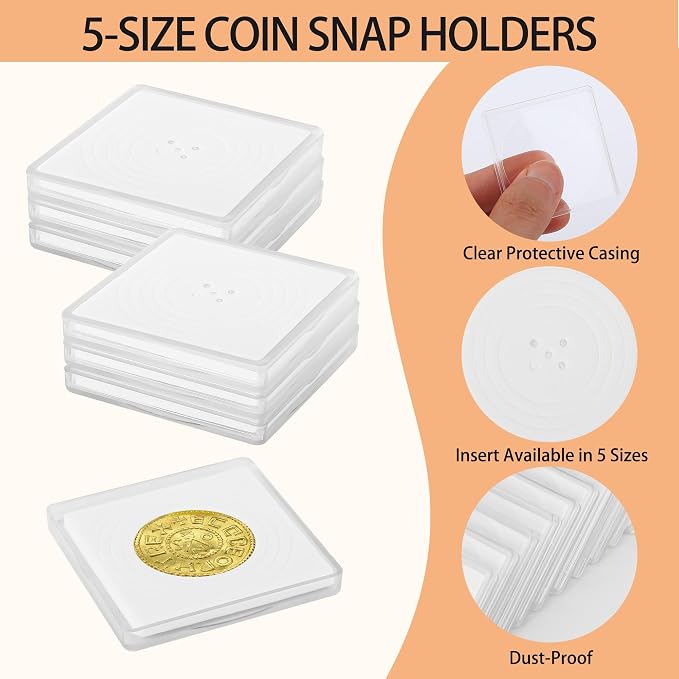 60 fundas transparentes para monedas con espumas ajustables miniatura 7