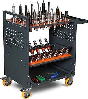 CNC Tool Holder Cart,Cat 40 Tool Storage Cart for Warehouses and Machining Centers,BT/CAT40-35CAP,Grey