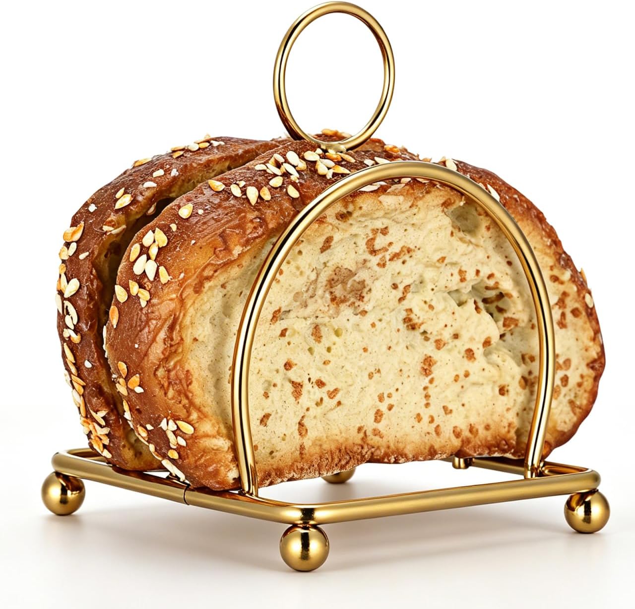 BESTOYARD Toast Rack, Stainless Steel Bread Holder 4.33 x 3.14 x 3.14 in, Space-Saving & Secure Vertical Design for Toast, Sandwiches & Pancakes, for Kitchen Counter, Breakfast & Parties