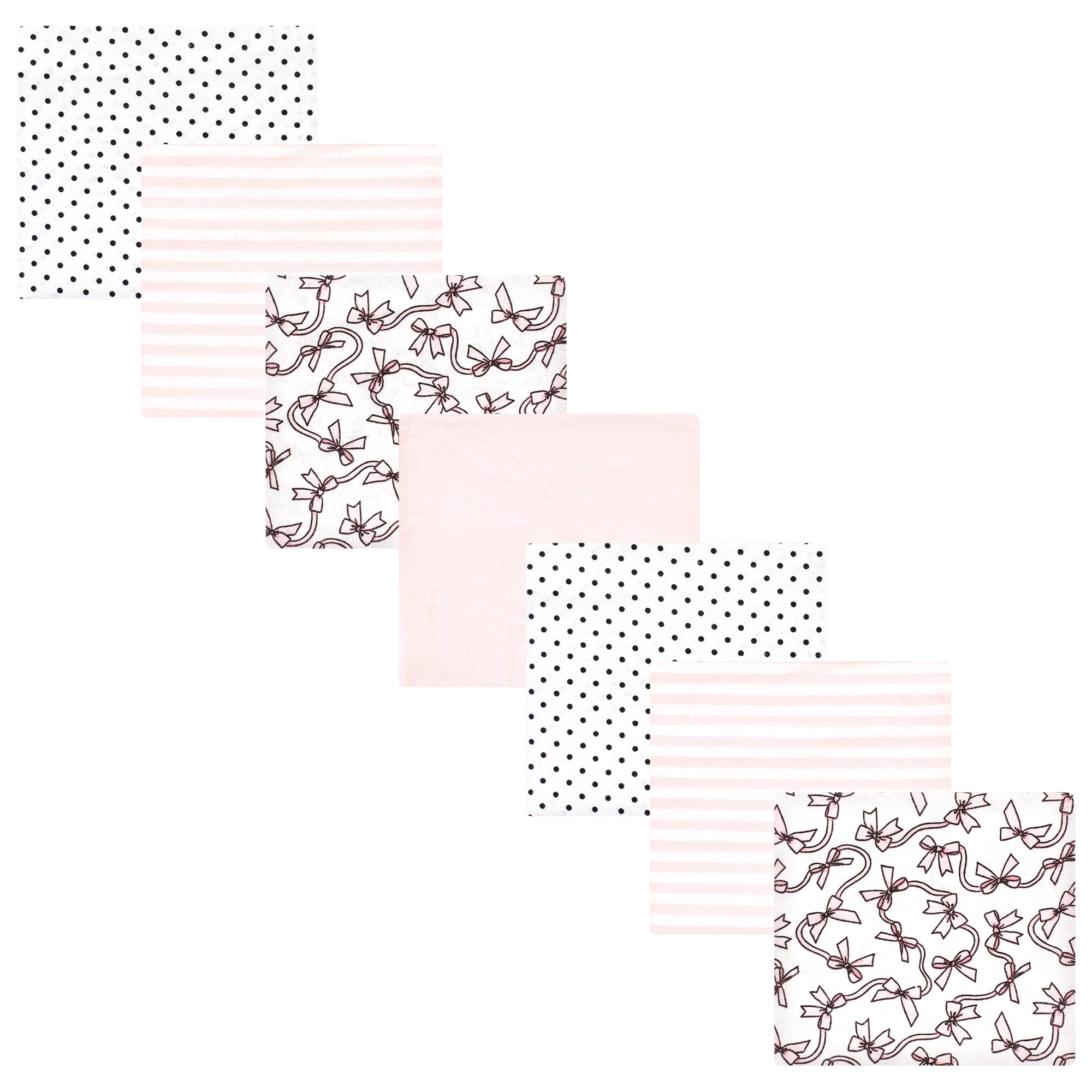 Hudson Baby Unisex Baby Cotton Poly Flannel Receiving Blankets Bundle, Pink Bows, One Size