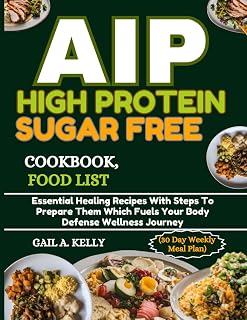 AIP HIGH PROTEIN SUGAR FREE COOKBOOK, FOOD LIST (30 Day Weekly Meal Plan): Essential Healing Recipes With Steps To Prepare Them Which Fuels Your Body Defense Wellness Journey