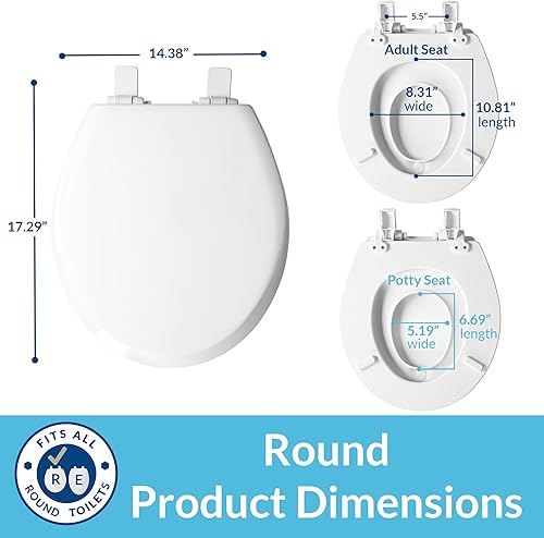 Vista 7 de Mayfair NextStep2 Toilet Seat with Built-In Potty Training Seat, Slow-Close, Removable that will Never Loosen, Round, White Blanco,Azul,Rosado