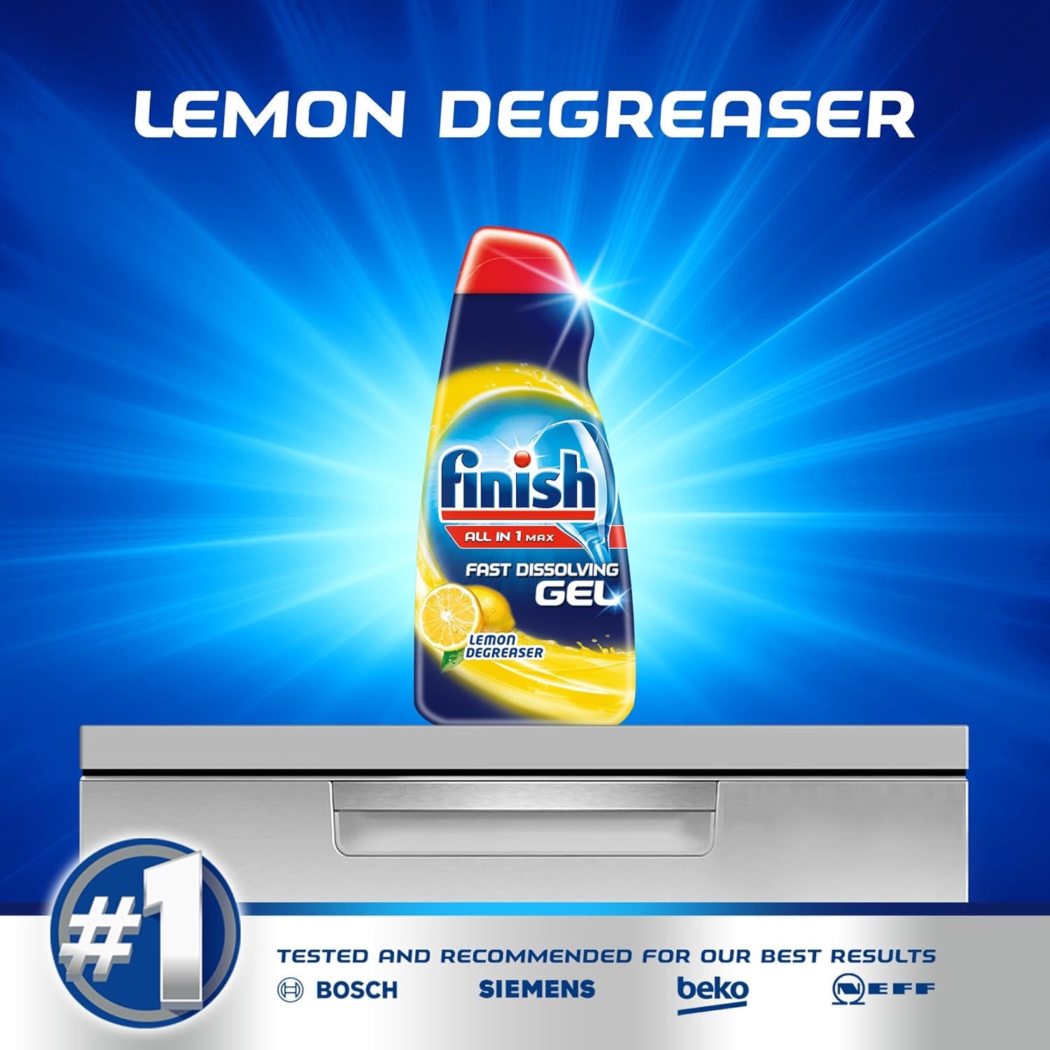 Finish Power Gel Tout en 1 Citron - Lot de 3 x 1L