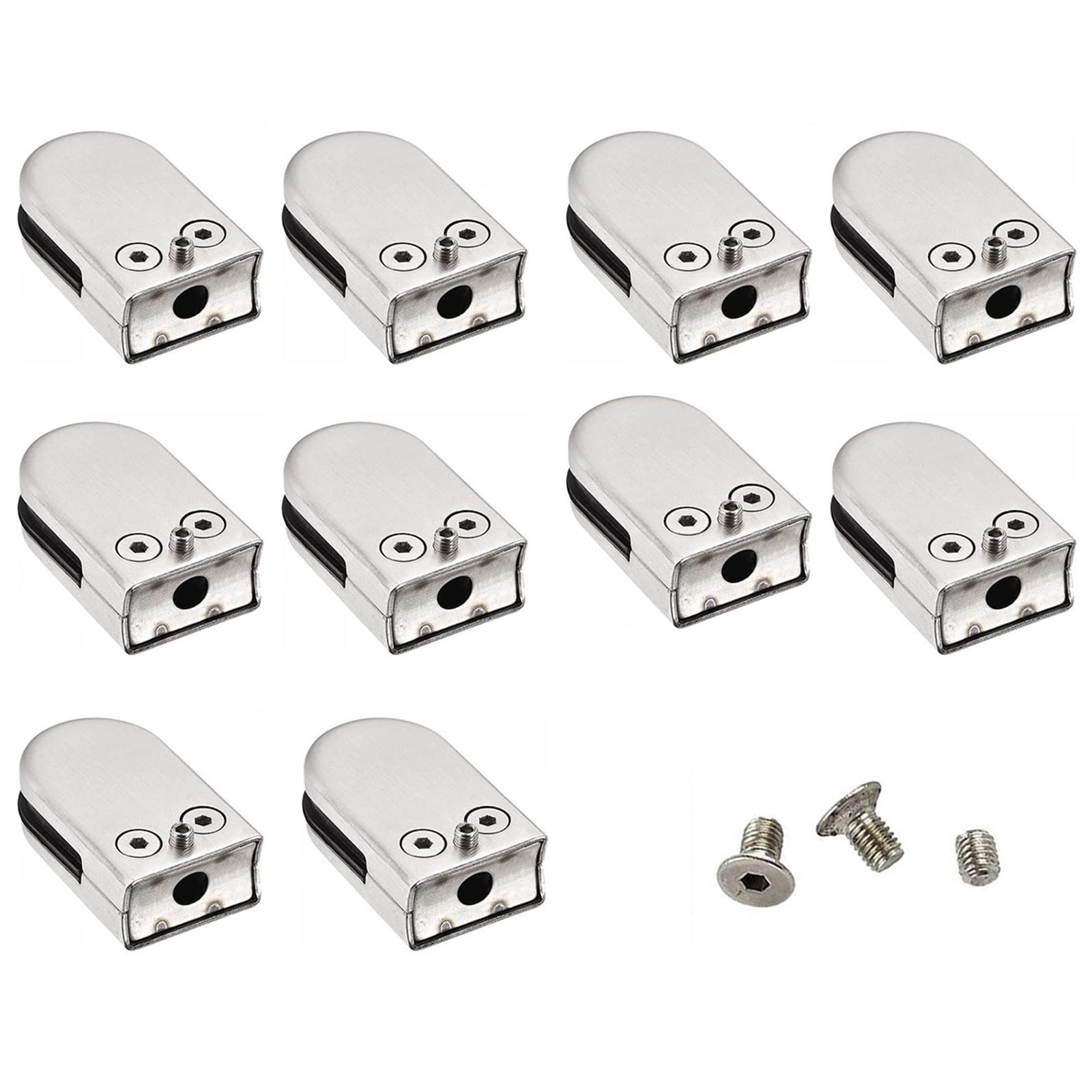 304 Abrazadera De Vidrio De Acero Inoxidable 10pcs, Abrazadera De Base Curvada CóNcava En Forma De D, Vidrio Templado De 1/3 "-2/5" -1/2"