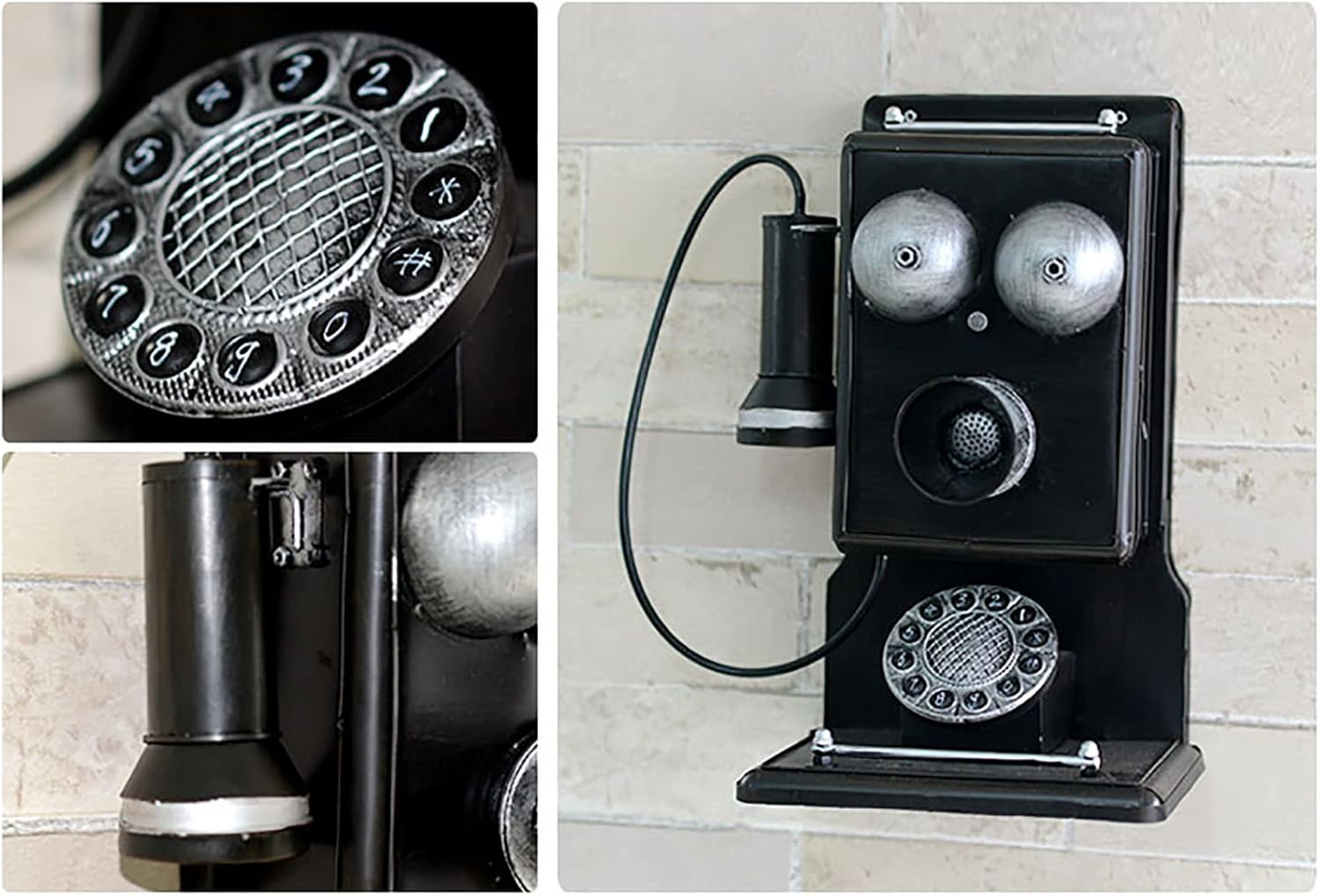 Retro Telephone Model Rotary Dialing Telephone Decorating Wired Corded Landline Phone,Balck
