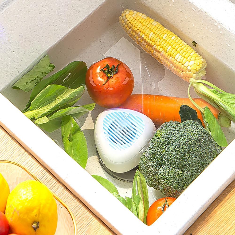RUNAAJA White Oval Fruit and Vegetable Cleaning Machine Portable Fruit Washer Spinner USB Wireless Food Purifier for Fruit Vegetable Seafood Tableware Cleaning