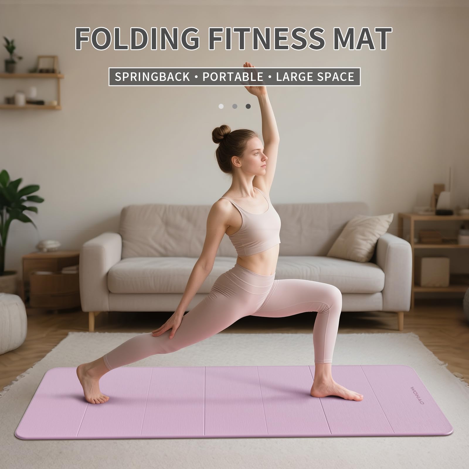Esterilla de yoga de 7 pliegues de 70 x 24 a 1/2 pulgadas de grosor, tapete de ejercicio plegable, tapete de TPE antideslizante compacto para viajes, almacenamiento, yoga y gimnasio en casa