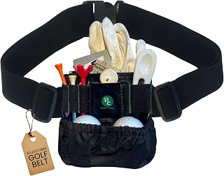 Golf Valuables Pouch Bag - Holder for Golf Tees, Balls, Keys, Cards & Cash - Golf Caddy Belt Pouch - Ideal Golf Accessories for Women & Men Belt Bag - Great Gift for Golfers - Golf Fanny Pack