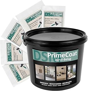 DSM PrimeCoat Acryl-Belag Spachtelmasse für fugenlose Dusche & Bad – Set für ca. 8-10 m², M25 Anthrazit, inkl. Strukturmix Easy Fein – für Wand, Boden, Möbel – Mikrozement Alternative