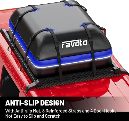 Miniatura 8 de Favoto Bolsa de carga para techo de automóvil, 15 pies cúbicos, impermeable, para la mayoría de vehículos, SUVSedán, material de PVC 500D con 8