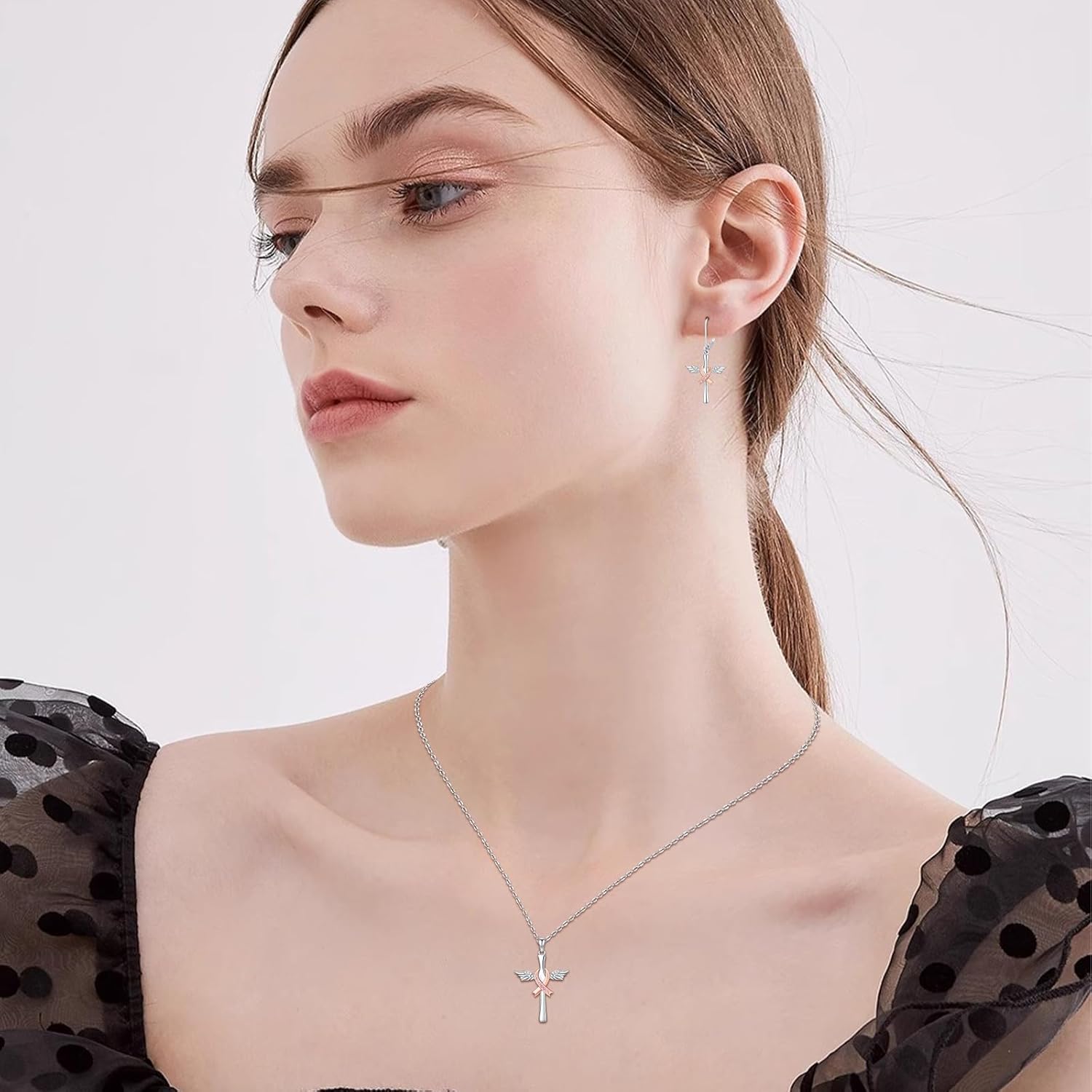 Breast Cancer Survivor Gifts for Women Pink Ribbon Earrings 925 Sterling Silver Dangle Drop Earrings Breast Cancer Awareness Jewelry Survivor Gift for Patients - Image 5