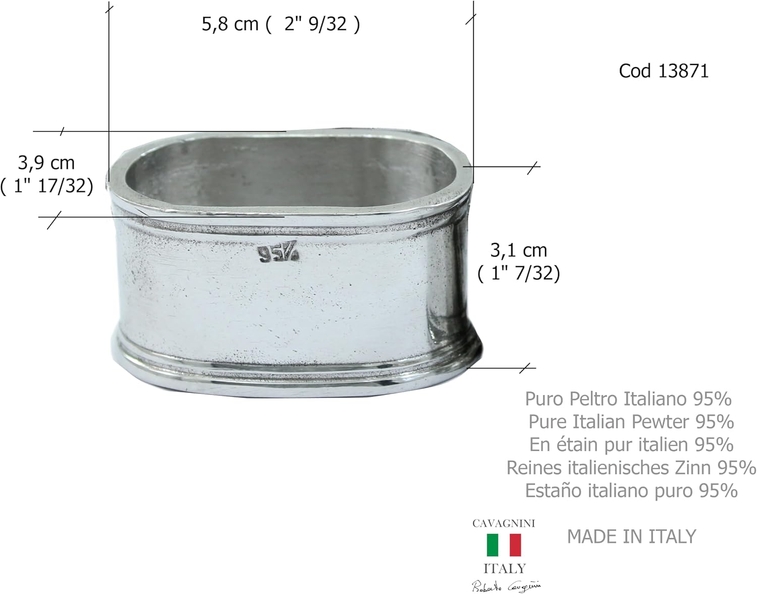 Handmade Round Pewter Napkin Rings Set of 6 by Cavagnini - Elegant Italian Crafted Table Accessories for Fine Dining and Home Decor