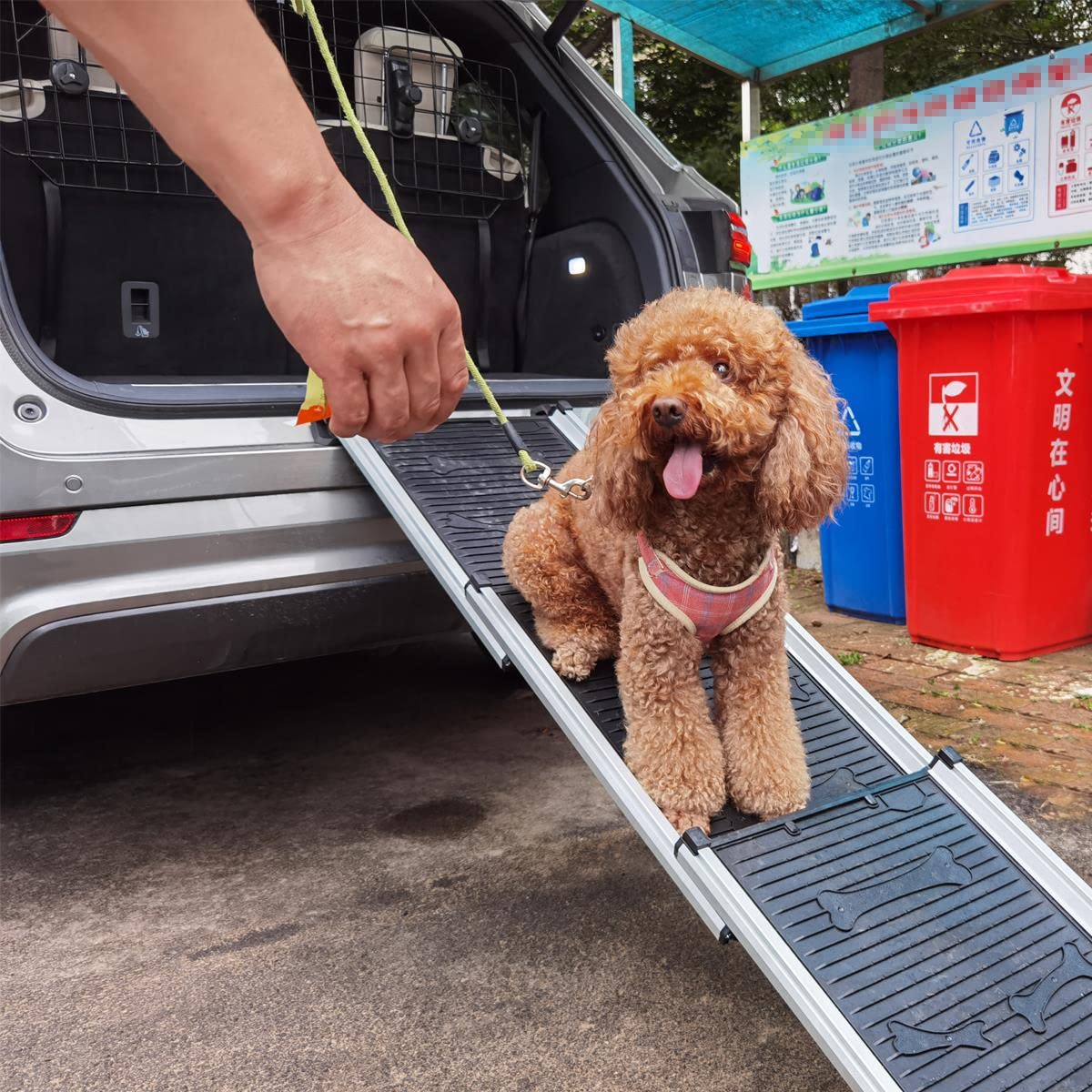 KATSU Tools Rampe pour Chien Télescopique en Alliage d'Aluminium 71-156cm Portable Pliable Capacité 70kg