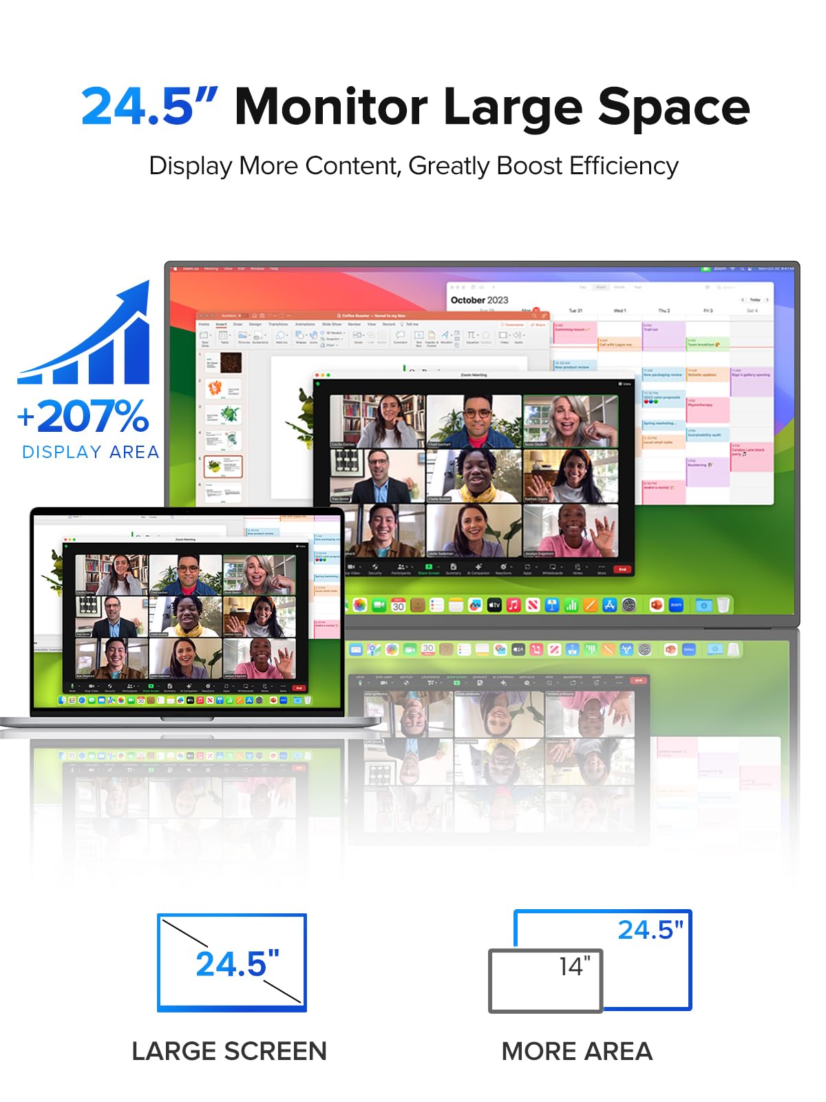 UPERFECT 24,5" 2K 165 Hz przenośny monitor dotykowy 2560 * 1440 QHD 100% sRGB z regulowanym uchwytem 180° Mini HDMI USB-C do konsoli do gier komputerowych, kompatybilny z VESA