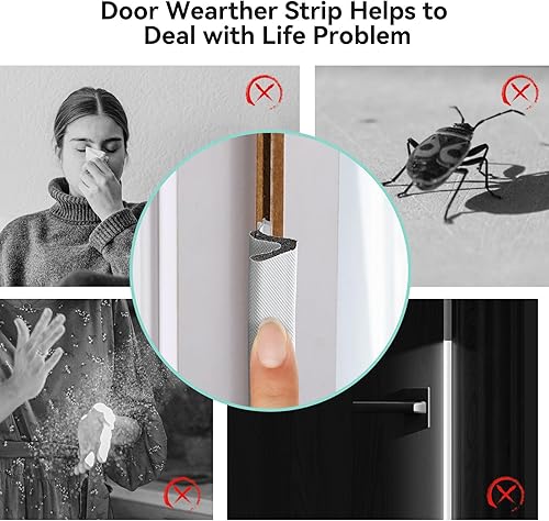 Miniatura 4 de ASWEI Burlete para puerta de 26 pies de largo, espuma de Q", burlete de repuesto para marco de puerta exterior, luz de bloque de fácil instalación