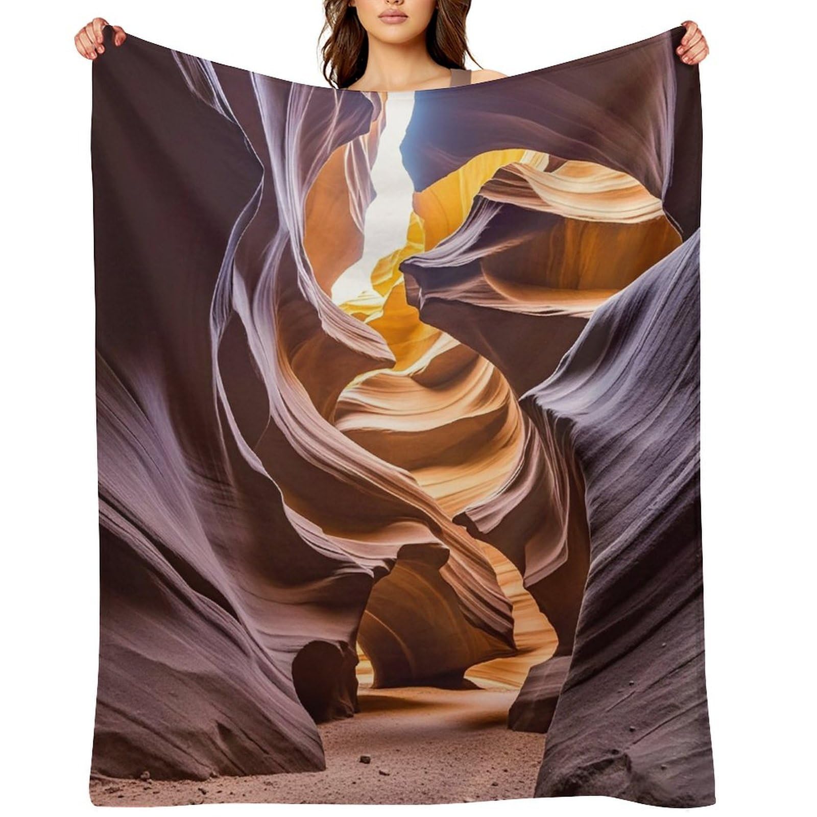 Flannel Fleece Throw Blanket - 60"x80" Super Soft Plush,Lightweight Wrinkle Resistant Cozy Antelope Canyon Blanket for Couch Sofa Bed Travel Camping and Gift