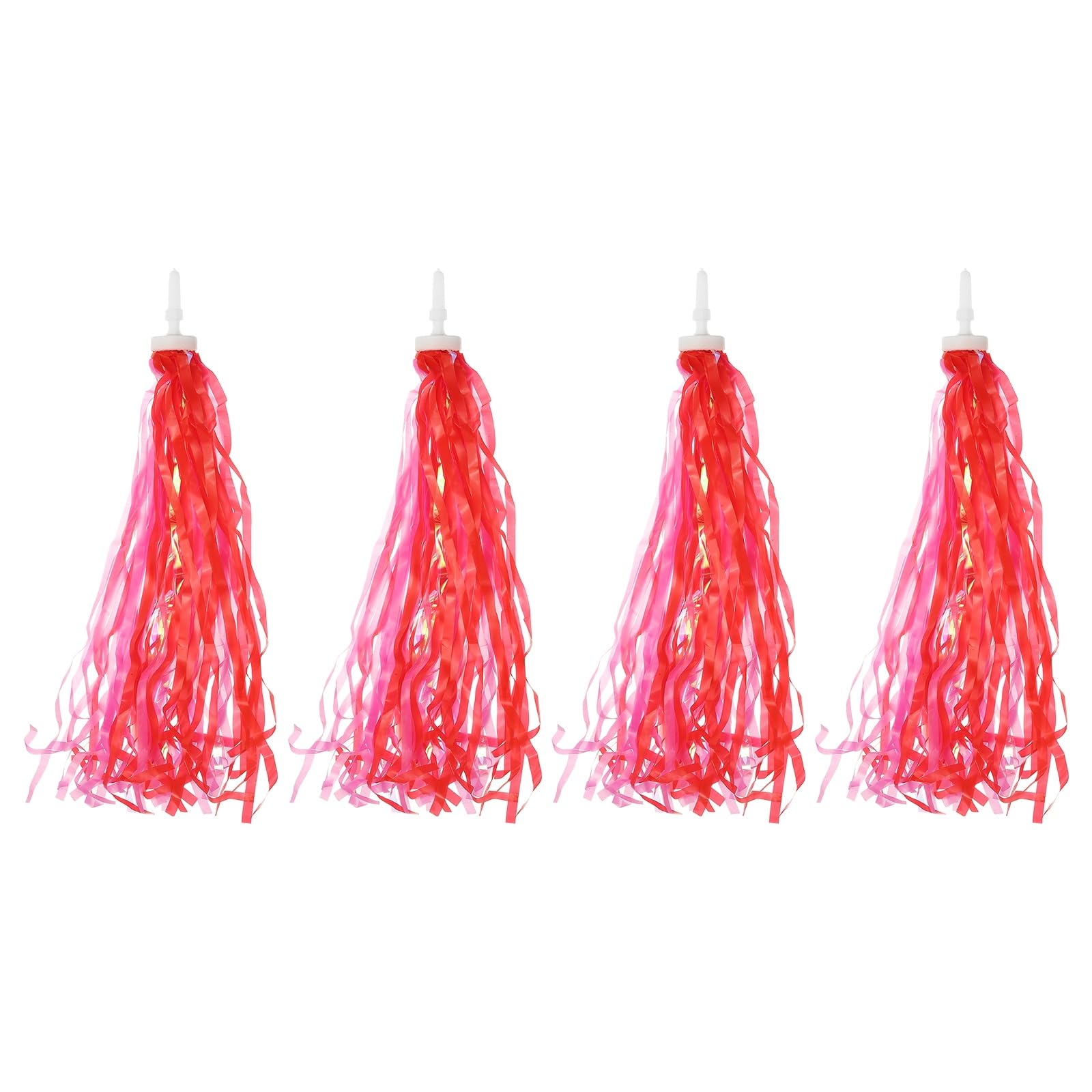 YELARXI Bike Streamers, Bike Tassel Handlebar Streamers Colorful - Fitting for (Bicycle Tricycle Grips - Scooter Accessories - Decorations - Girls) 2 Pair & 10.6 Inch & Red