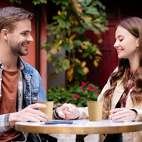 Miniatura 7 de LITOPAK Paquete de 100 tazas de papel kraft de 8 onzas, tazas de café desechables, bebidas calientesfrías, tazas de café caliente, tazas de café de