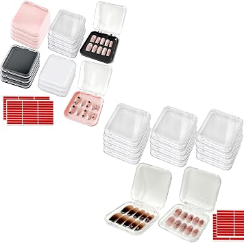 28 Pcs Press On Nail Packaging Box Press on Nail Storage Box for Press Ons with Adhesive Double Sided Tapes