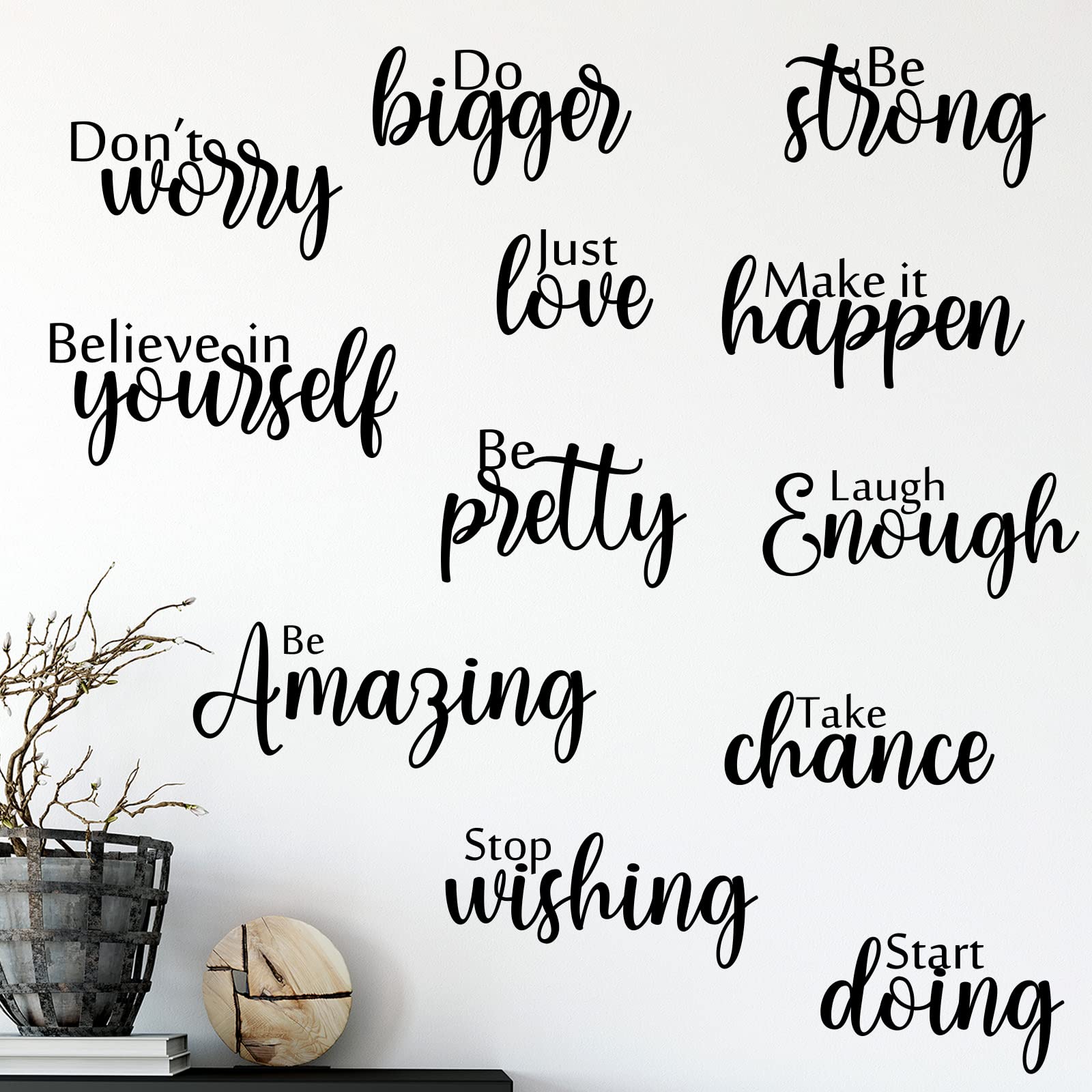 12 Pieces Vinyl Quotes Stickers Inspirational Decals Inspirational Saying Home Decals for Peel Stick Motivational Decor for Office Classroom Teen Dorm (Vivid Style)