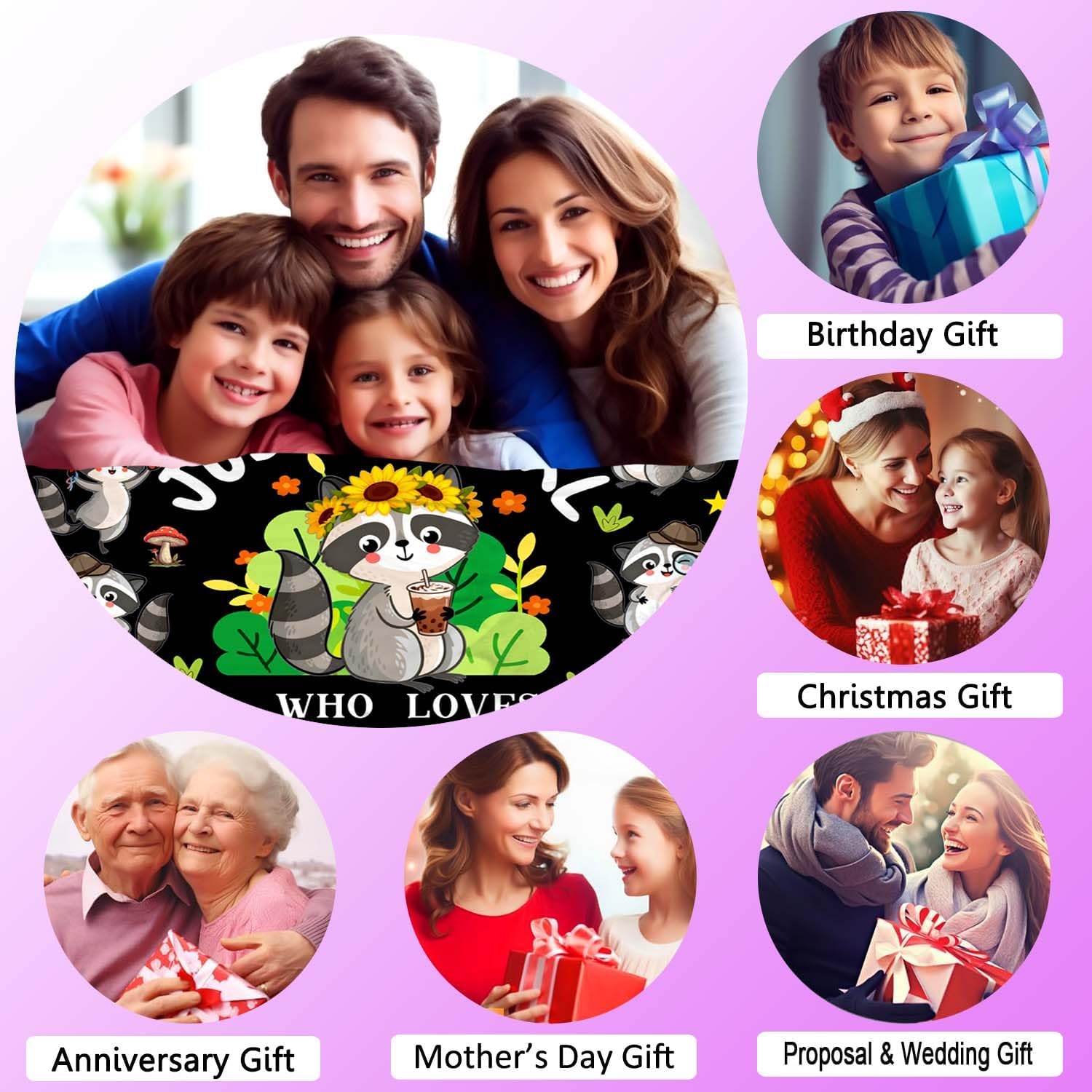 Raccoon Gifts Blanket for Women Girls Just A Girl Who Loves Raccoons Plush Flannel Bedding Cute Animal Raccoon Decor Stuff for Kids Adults Raccoons Lovers Bed Room Decor Birthday Gift 50"X40" - Image 6