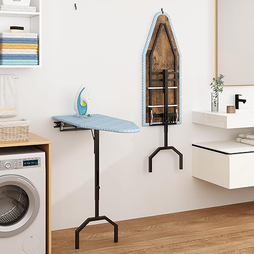 Miniatura 2 de GILLAS Tabla de planchar para montaje en pared y puerta, tabla de planchar tamaño pequeño y completo para soporte de hierro y ropa, tablas de