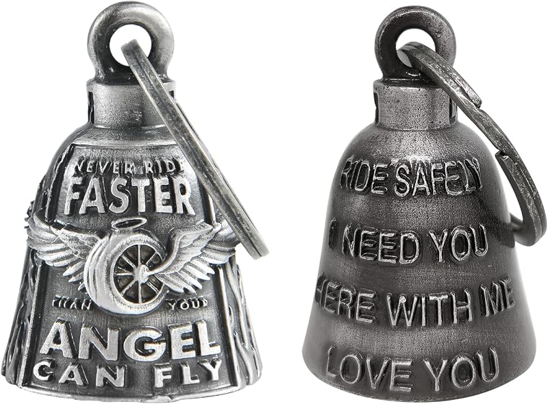 【2Pack】Motorcycle Bells for Biker Good Luck Guardian Riding Bells with Hanger Motorcycle Accessory or Keychain for Luck