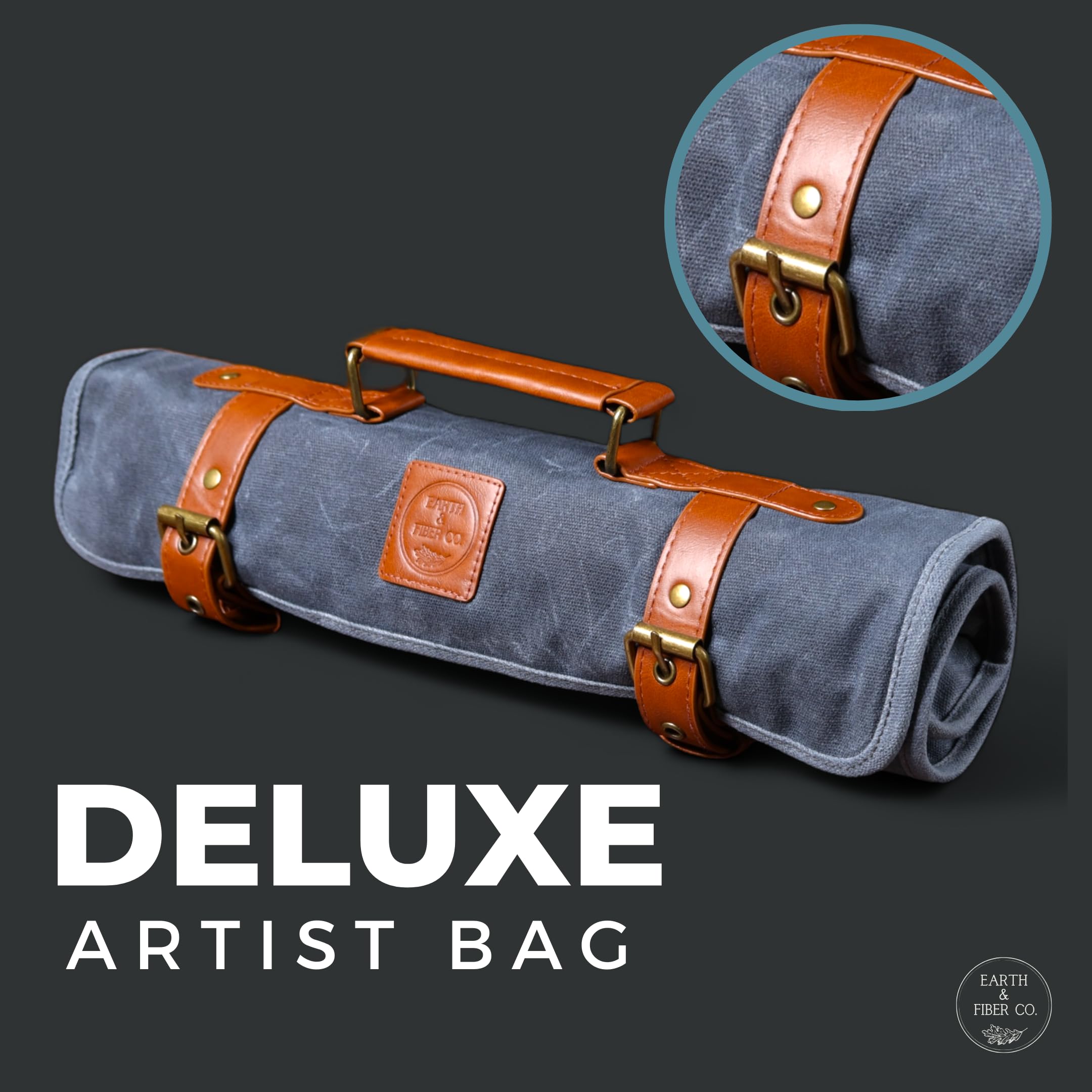Earth & Fiber Co. Gewachstes Canvas-Stricknadeletui (bis zu 40,6 cm) – Stricktasche – Stricknadel-Organizer – Aufbewahrung von Stricknadeln – Rundstricknadeletui (grün)