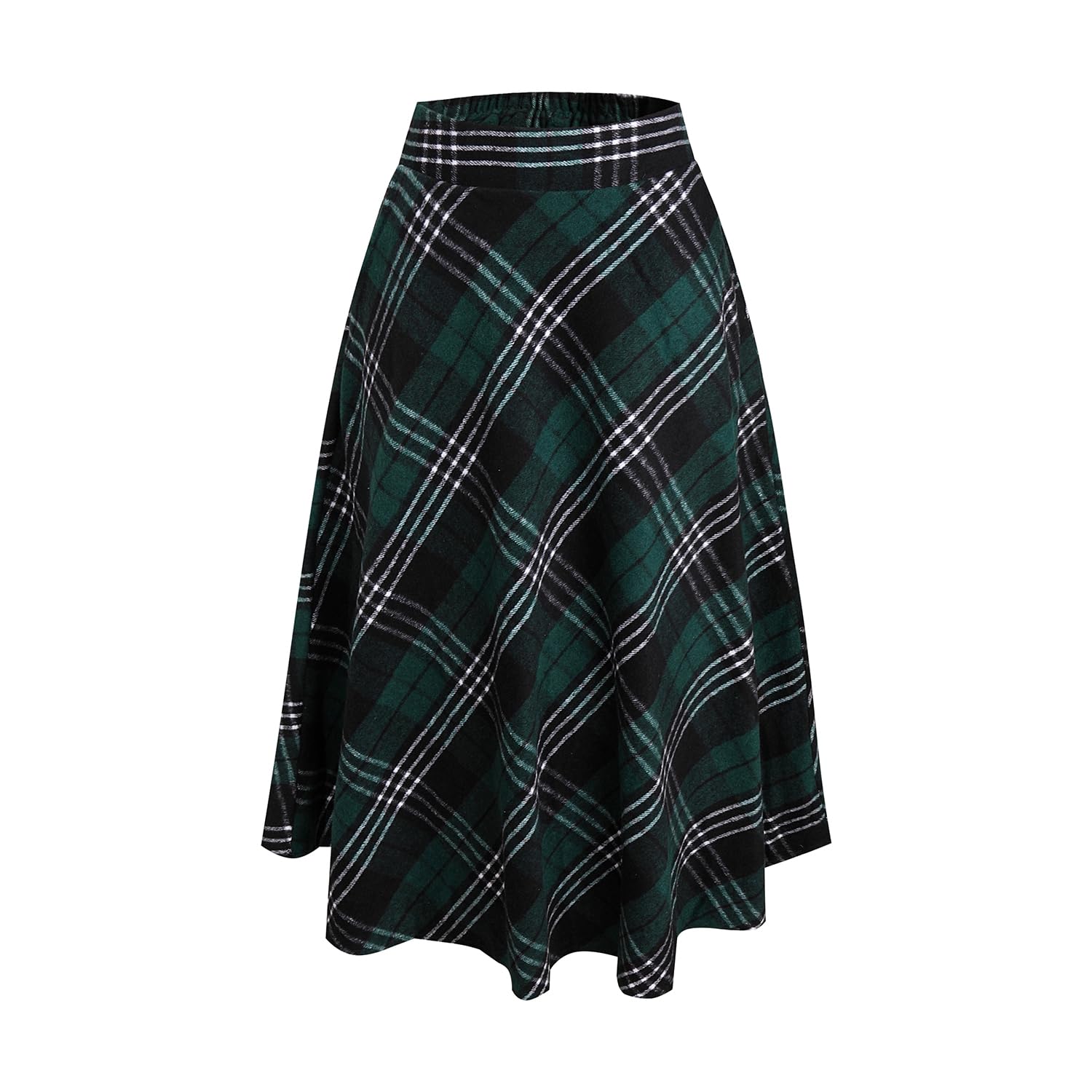 Rock Damen Lang Winterrock Kariert Wollrock Elegant Herbs mit Taschen