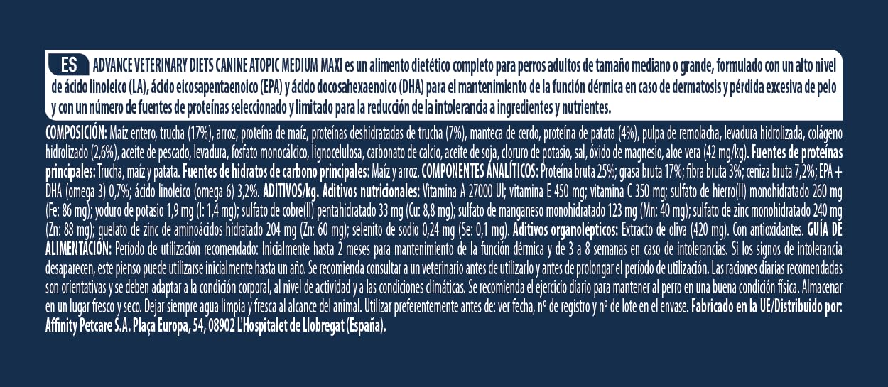 Advance Cibo per Cani Atopic, 3 kg (Confezione da 1)