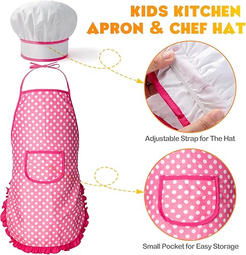 Miniatura 6 de Tigerhu 26 accesorios de cocina de juguete, juguetes de cocina con utensilios de cocina de acero inoxidable, delantal y sombrero de chef, juego de