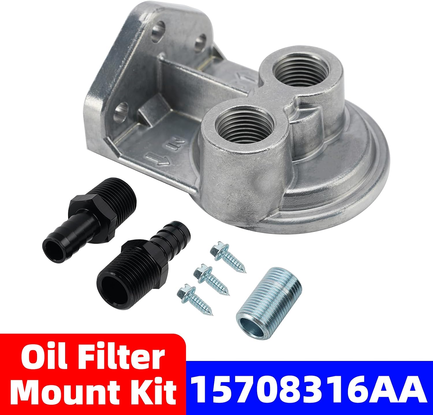 Oil Filter Mount Kit 1/2 in NPT Female Ports 3/4-16 in Center Thread