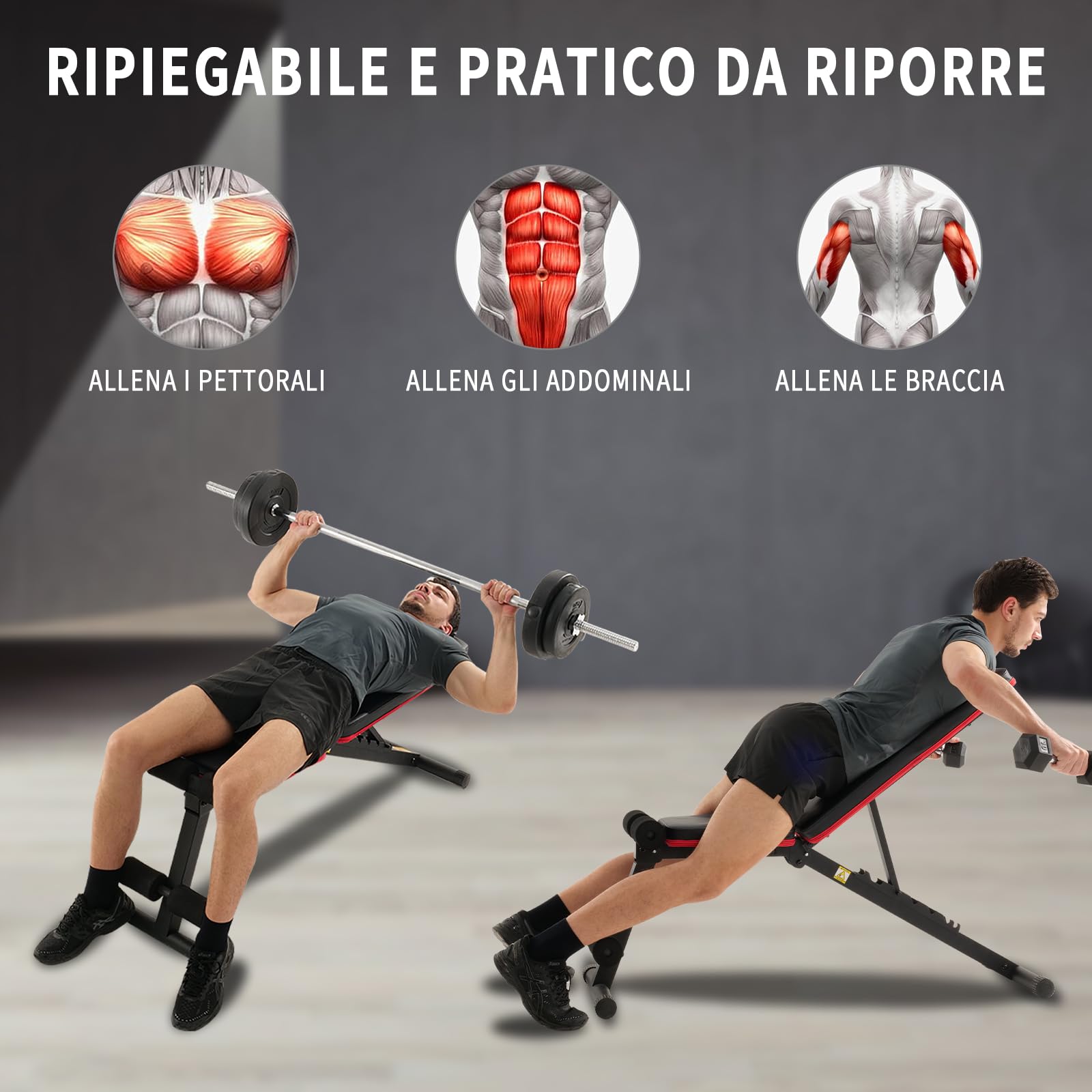 ISE Panca Multifunzione Palestra Casa, Panca Regolabile Panca Pesi Pieghevole Inclinata Fitness per Addominali Allenamento a Casa