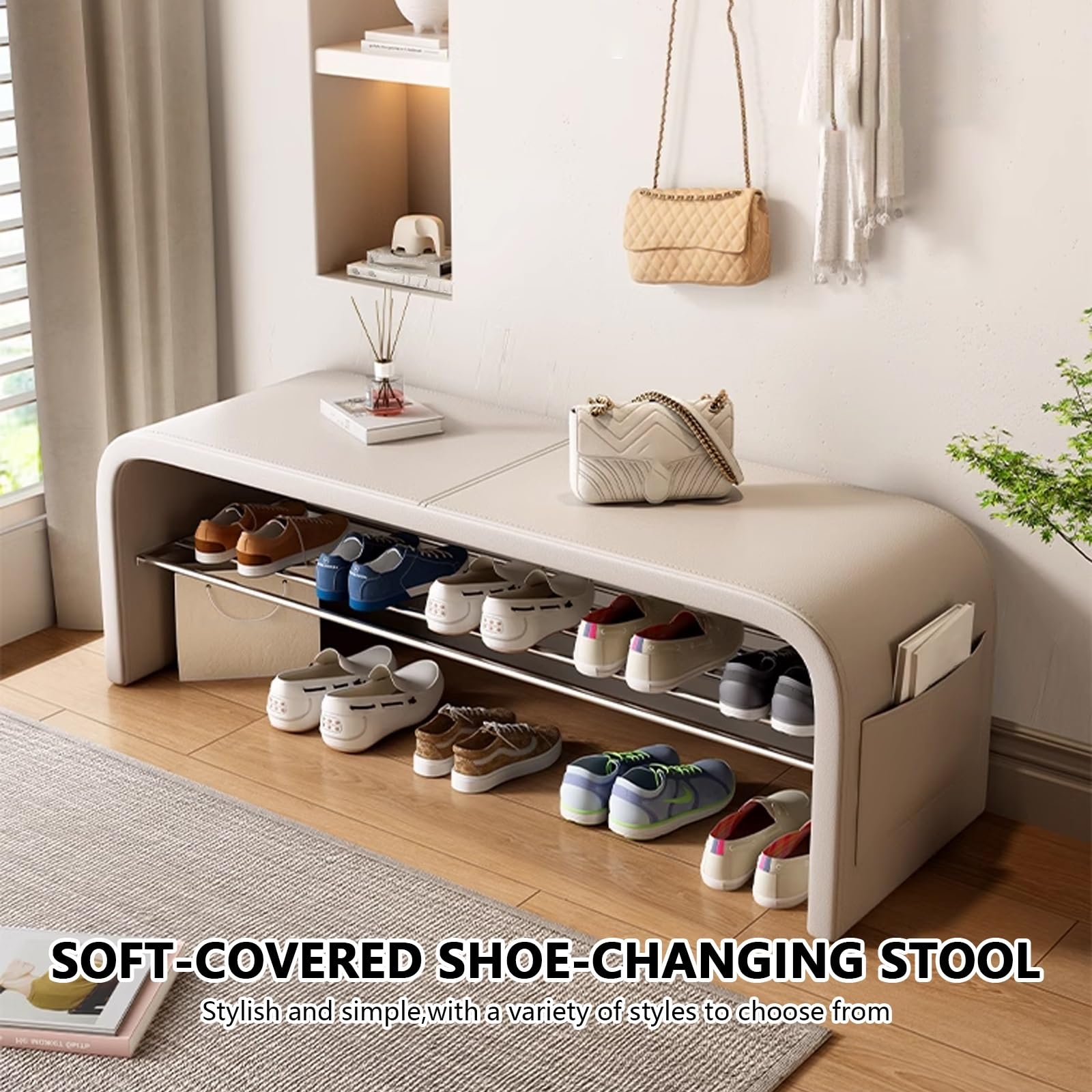 Panca scarpiera corridoi Imbottito, scarpiera camera da letto con seduta, moderno imbottita panca porta scarpe, scarpiera salvaspazio con seduta, panca ingresso al coperto, Adatto soggiorni, foyer.