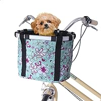 Vista 13 de RAYMACE Cesta de bicicleta para perros, cesta para manubrio de bicicleta delantera, plegable, desmontable, de liberación rápida, fácil de instalar