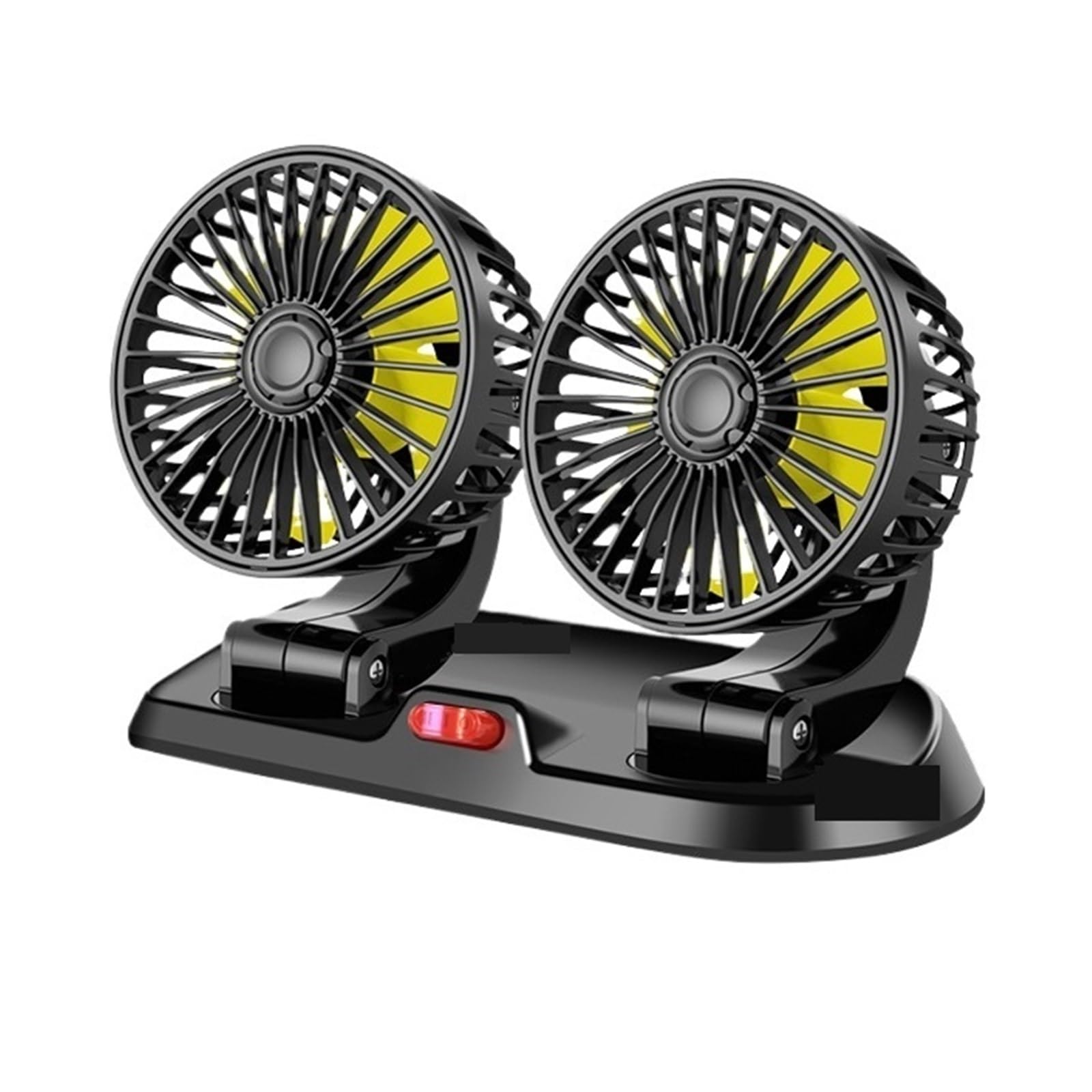5V 12V 24V Wentylator Samochodowy Chłodzenie Podwójna Głowica USB Regulacja Prędkości Wentylatora Samochodowego Chłodnicy Akcesoria Samochodowe Wiatru Silny Wiatr(12V Yellow)