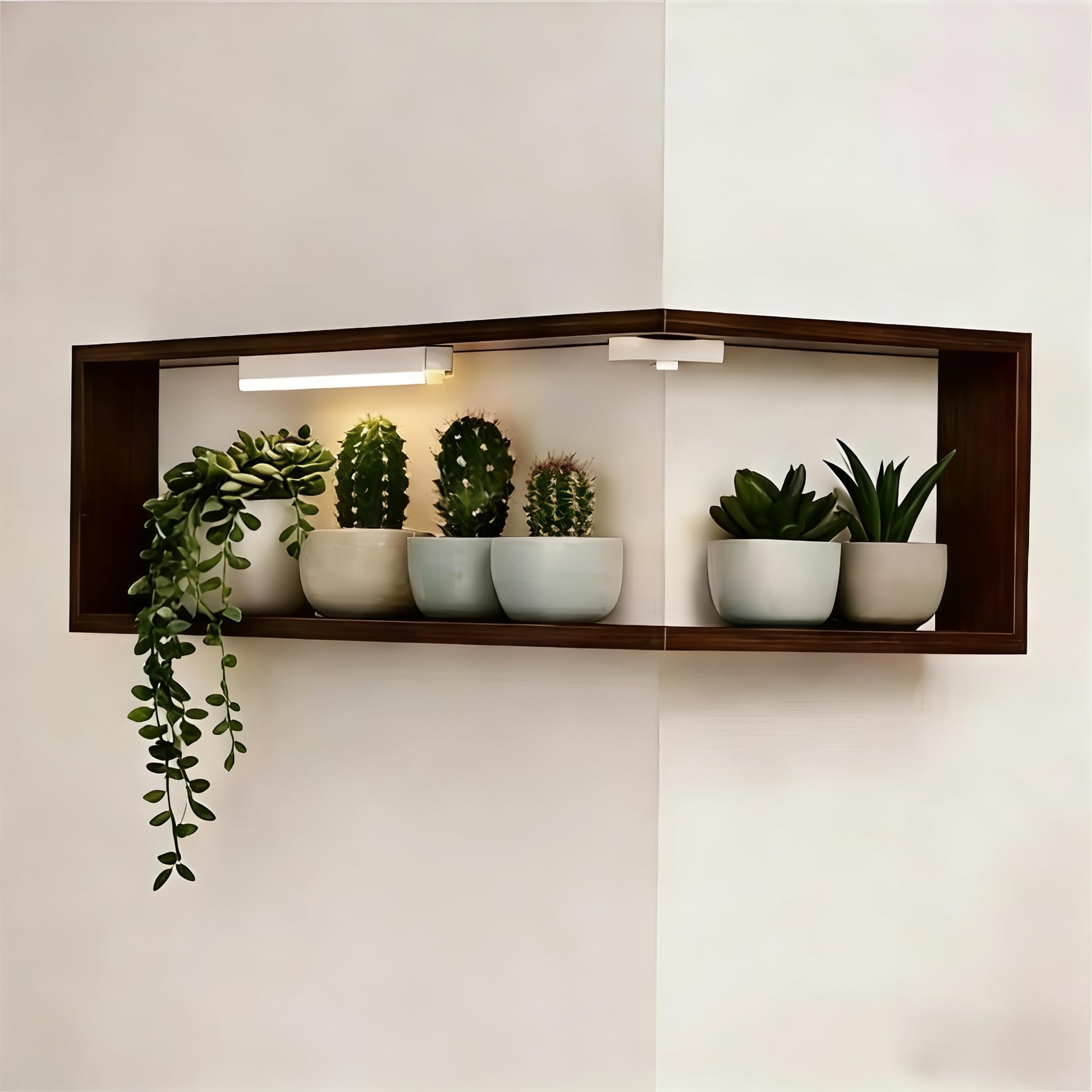 Corner Shelf Wall Mounted, Floating Shelves with Lights, Corner Floating Shelves, Wooden Wall-Mounted Storage Rack, Space-Saving for Bedroom Living Room Office (Light 1Shelf)