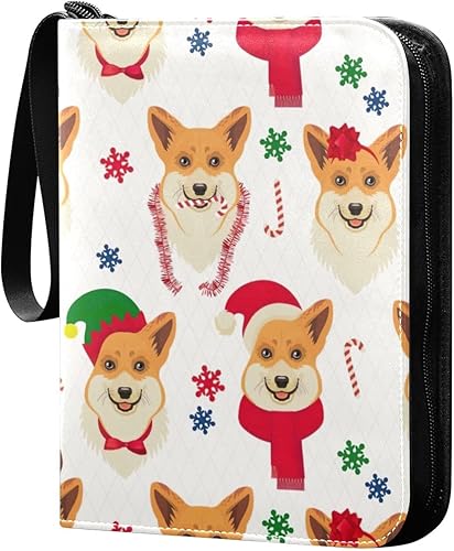 Christmas Dogs Cards Album, Anti-Drop Zipper Closure, Water-Resistant and Easy to Clean