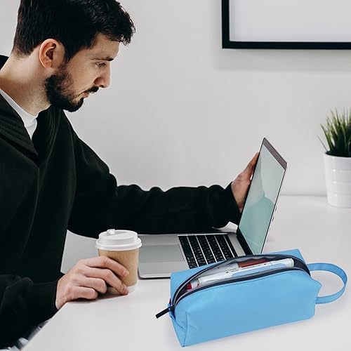 Miniatura 29 de Fmeida Estuche para lápices estético, bolsa de lápices de gran capacidad, estuche portátil para bolígrafos, oficina, papelería, bolsa de maquillaje