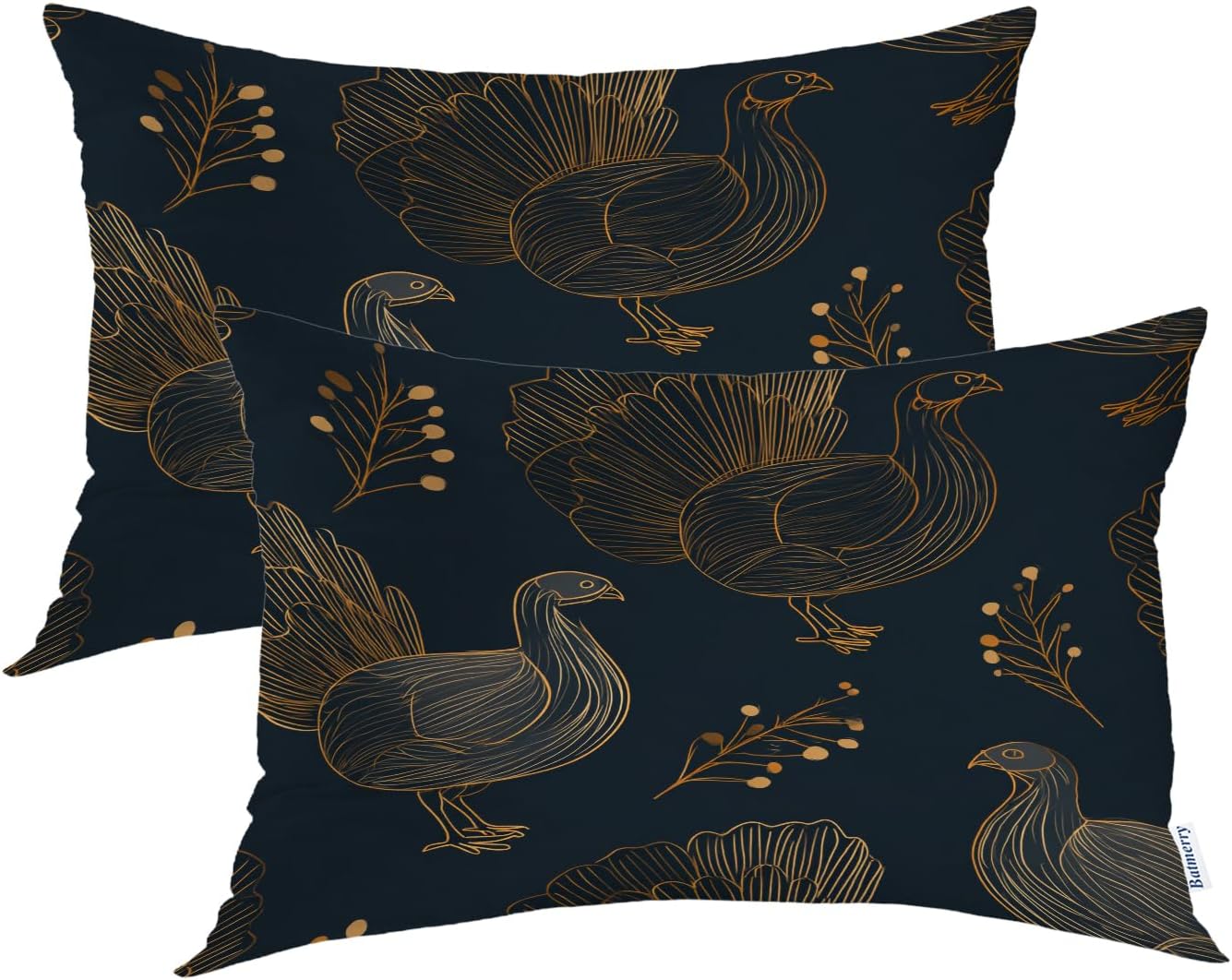 Batmerry Thanksgiving Turkey Pillowcases, Abstract Line Drawing Pattern Decorative Bed Pillowcases Digital Printing Blended Fabric Bedroom Set Hidden Zipper on Short Side 20X26 in