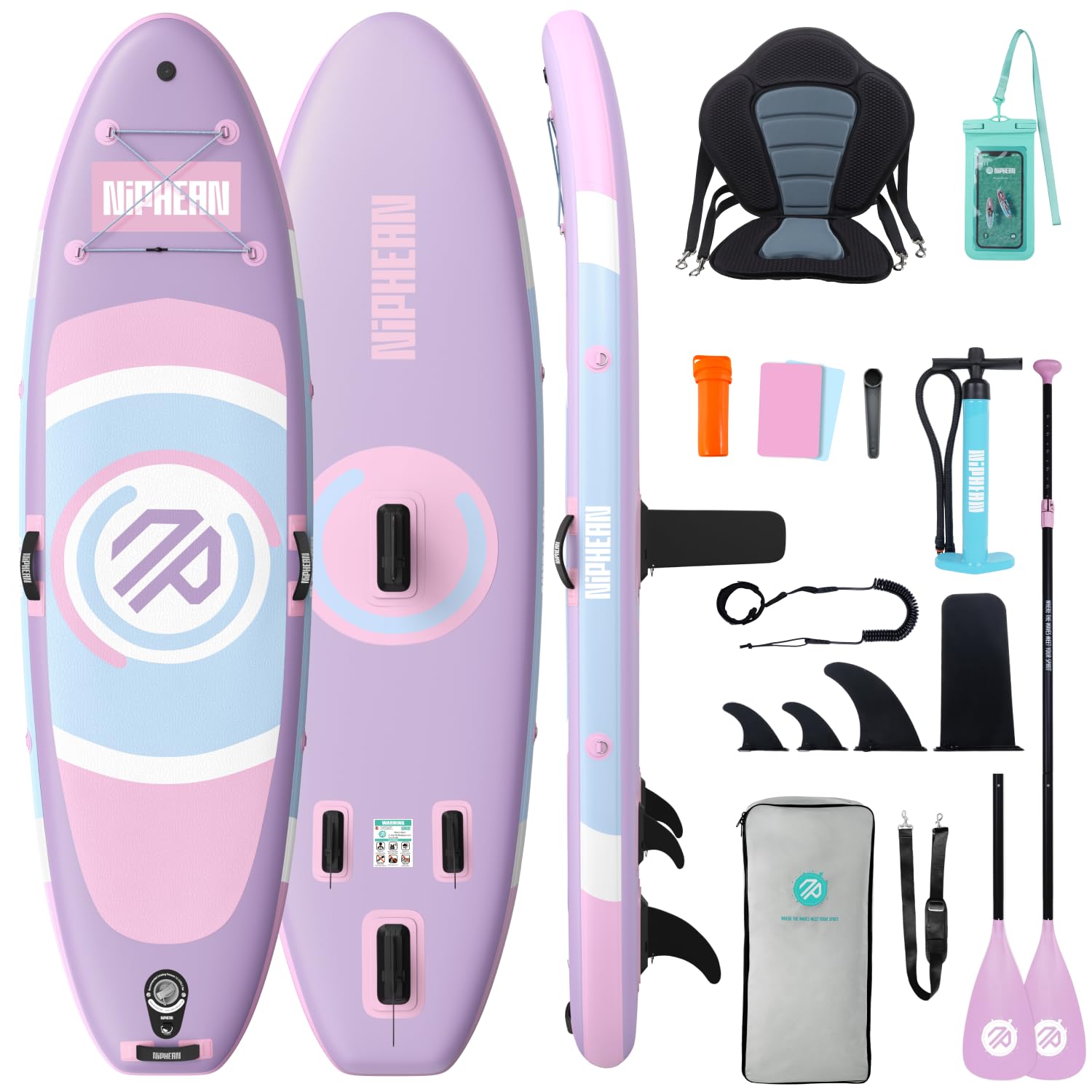 Niphean Tavola SUP Gonfiabile 320cm/230cm con Accessori SUP Stabile | Tavola SUP Rigida Portata 200kg, Antiscivolo con Kit Riparazione, per Adulti, Principianti, Uomini, Donne e Yoga