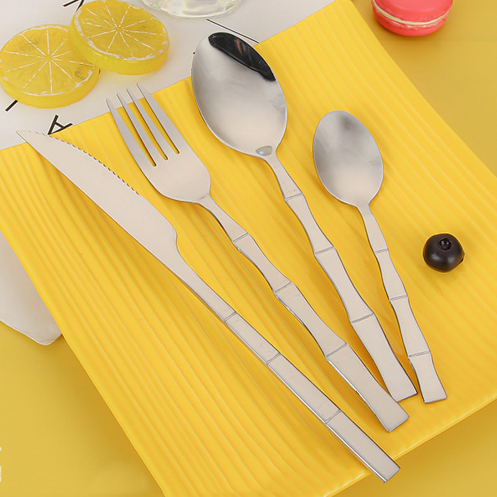 Juego de Cubiertos de Acero Inoxidable de 32 Piezas, Servicio para 8 (Plata, 24 Piezas (Juego para 6))