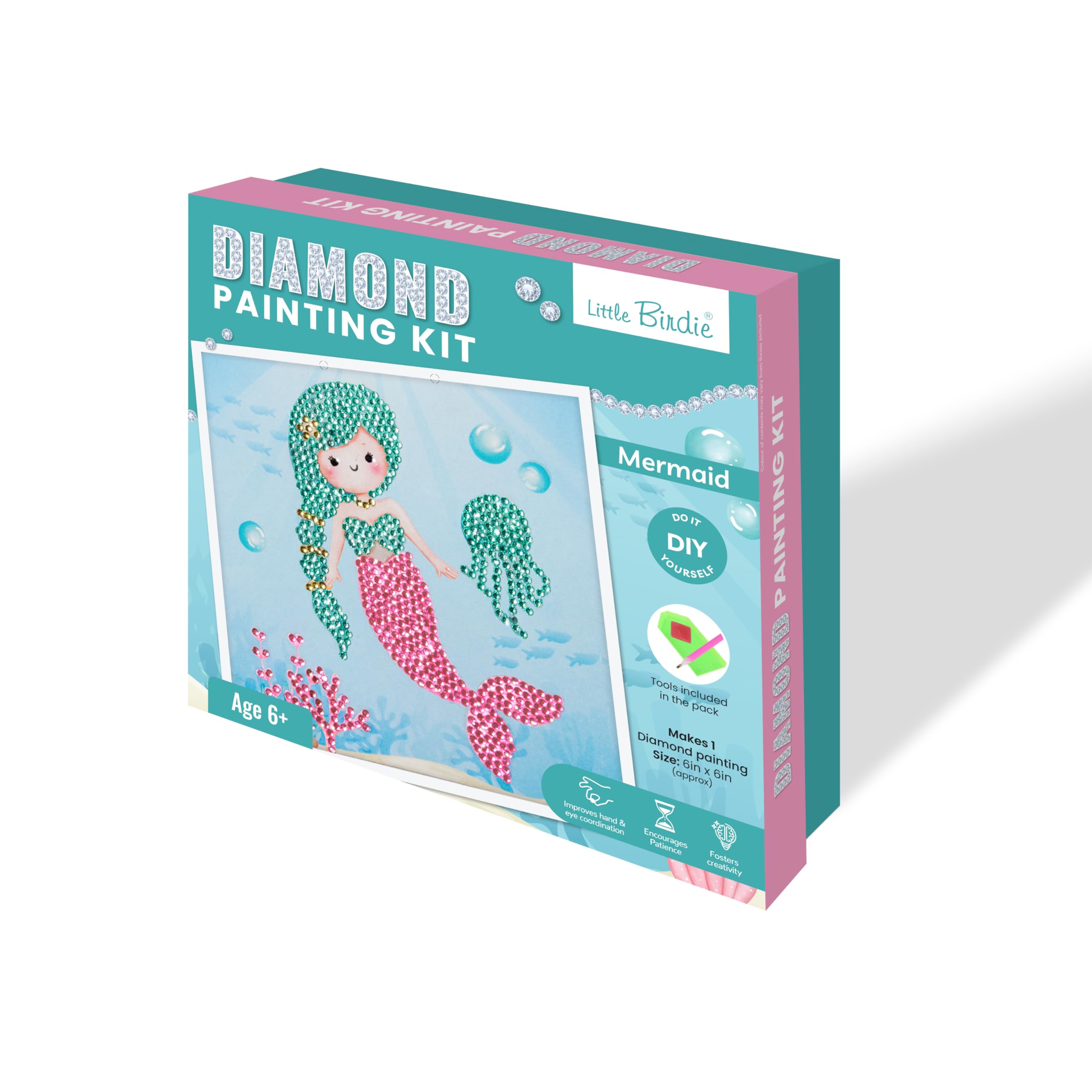 Little Birdie DIY Diamond Painting Kit Mermaid, 1 Box | for Art & Craft, Creative, Fun & Activity Kit | Gift for Kids, Adult - Image 2 thumbnail