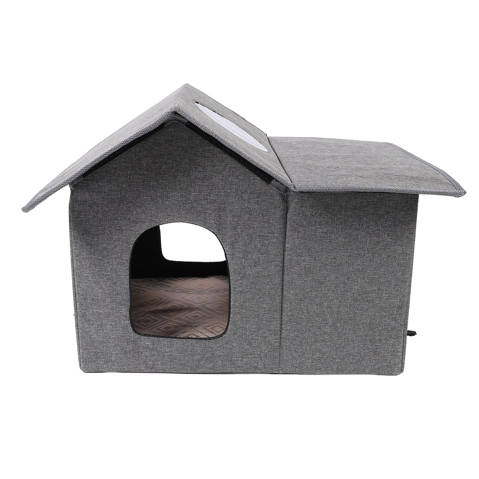 Lettiera per Gatti da Interno, Cuccia per Gatti Spaziosa da 50 Cm Resistente Agli Agenti Atmosferici, Cuccia per Cani di Medie Dimensioni con Design Pieghevole e Tenda Adesiva per Porta per