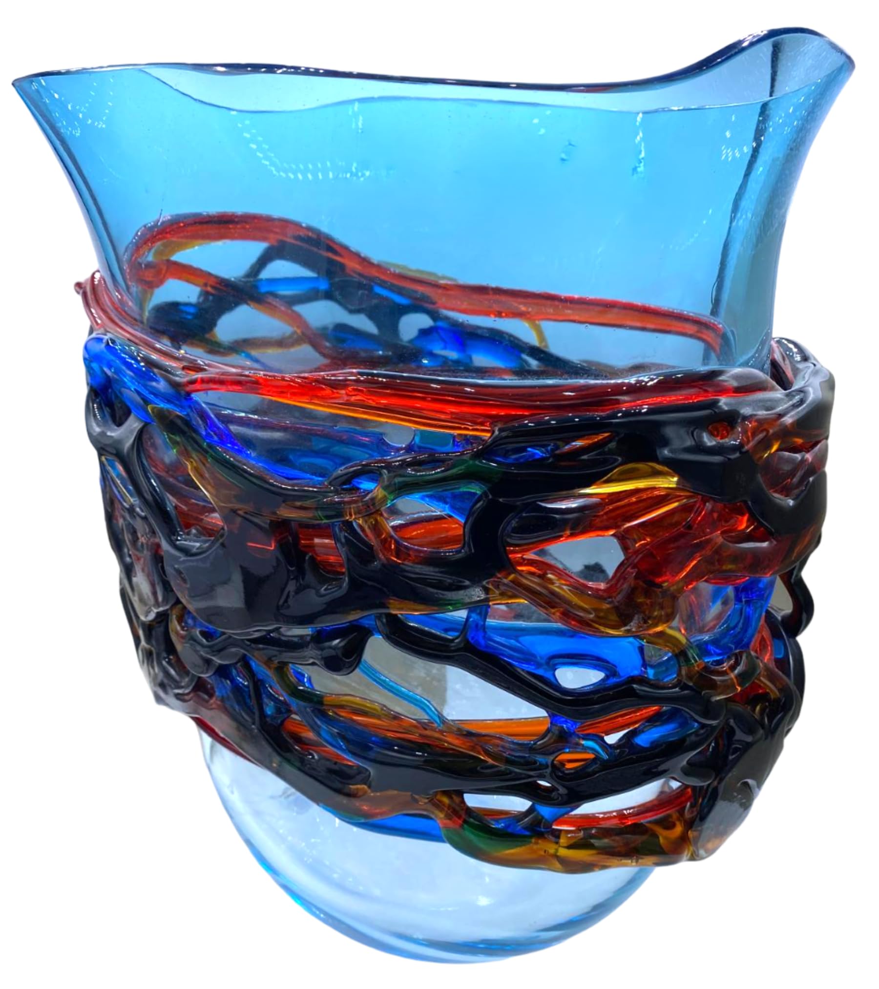 Vase cylindre en pâte de verre de Murano fait main en Italie