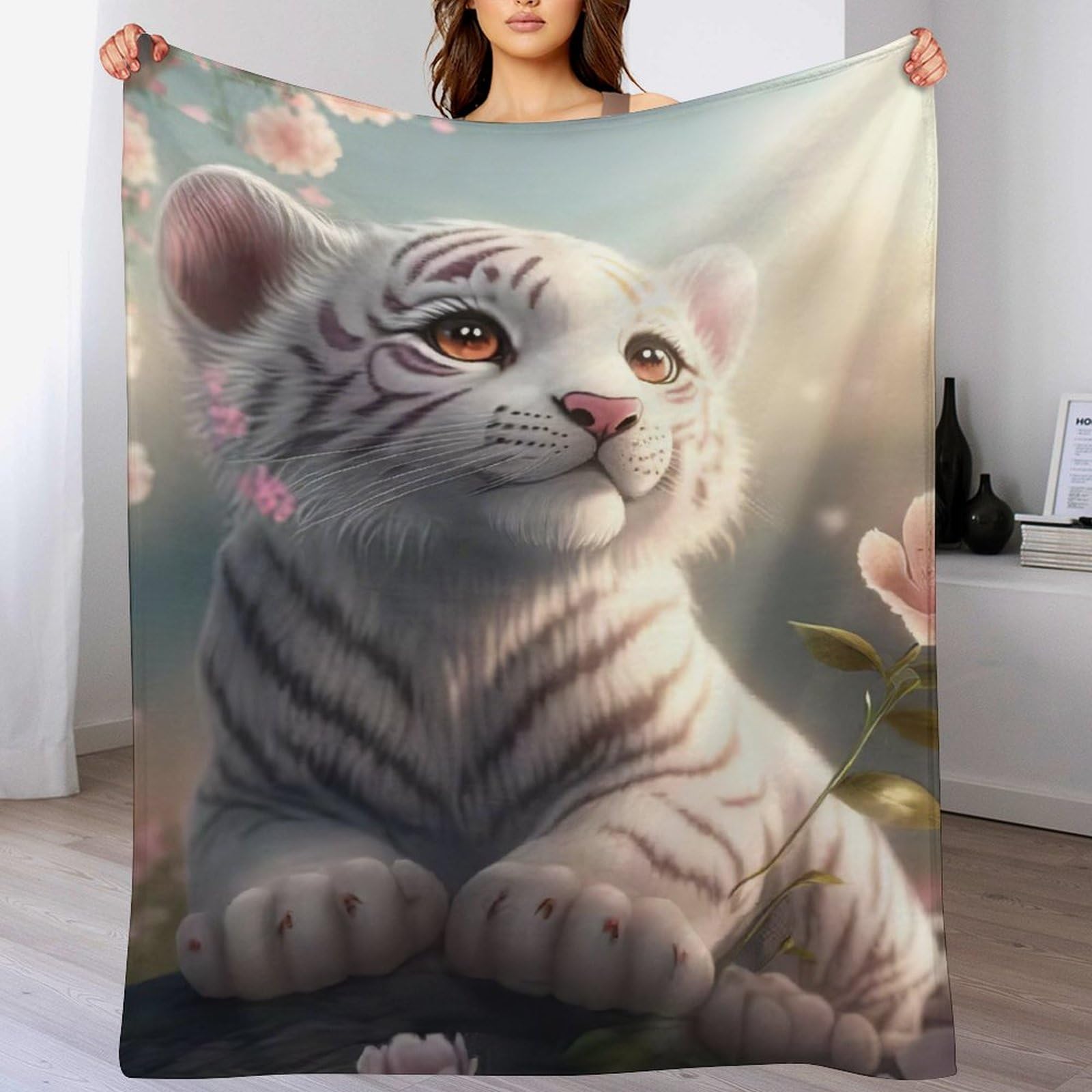 Couverture Polaire Tigre Douce contre le Froid du Lit et Canapé