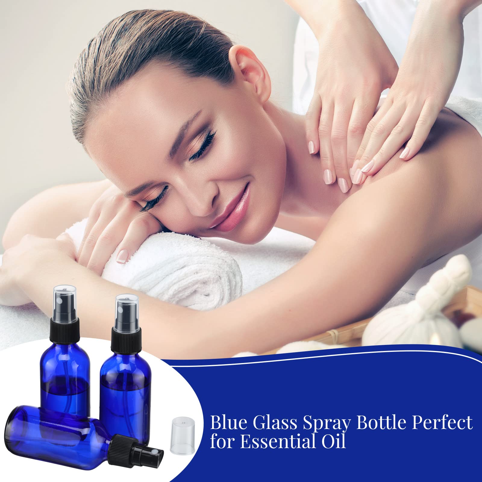 32 flaconi spray in vetro da 56,7 ml, piccoli flaconi spray da viaggio, nebulizzatori fini per oli essenziali, acqua, blu